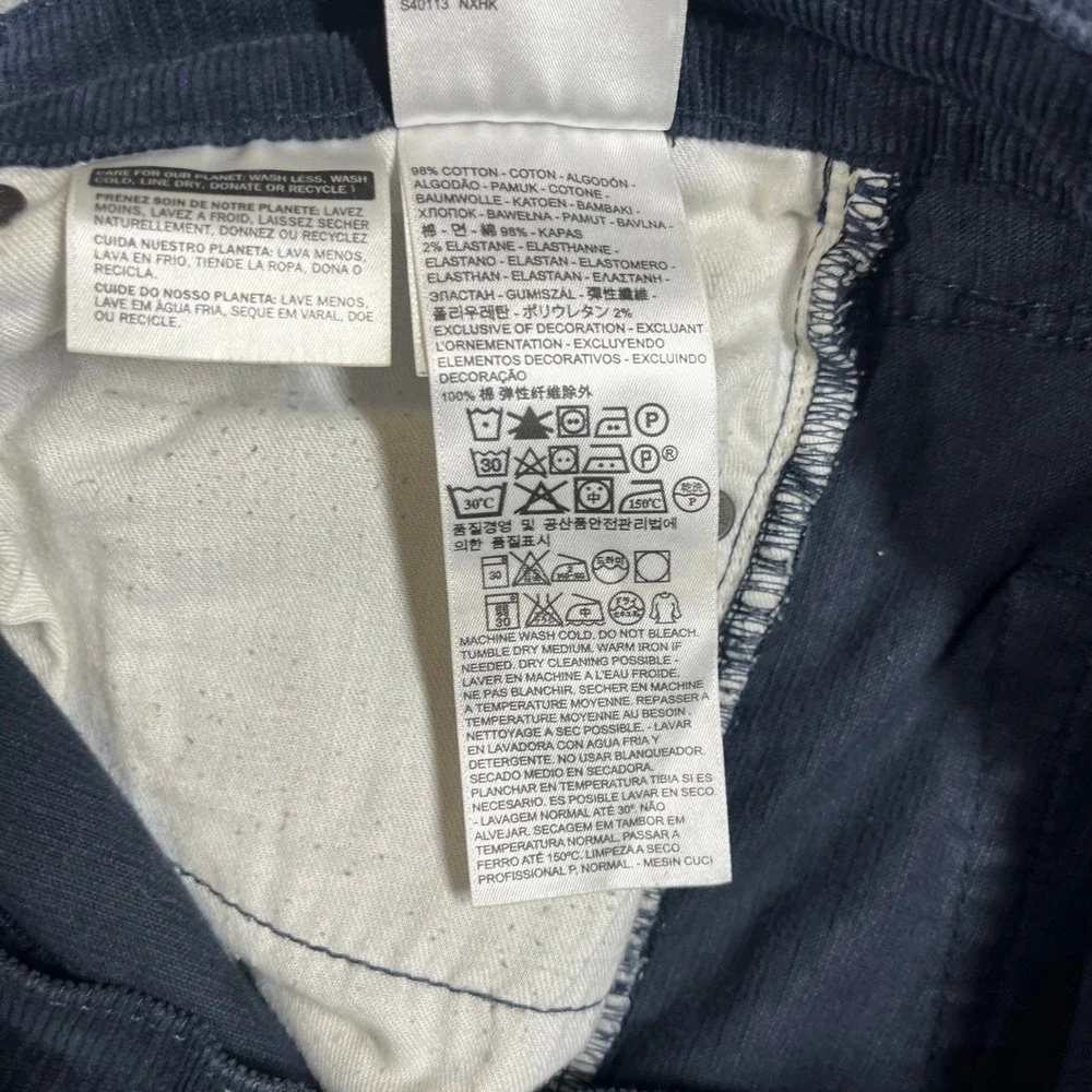 Levis 514 Straight Fit Corduroy Pants Mens 33x32 Navy Blue Stretch 00514-0729